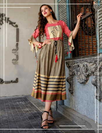 Festive Wear Multi Color Cotton Digital Printed Designer Full Stitched Kurti For Ladies