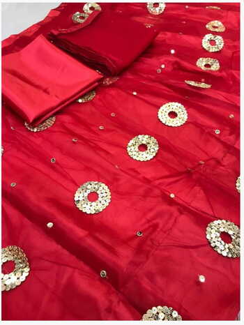 Striking Red Color Designer Net Sequence Work Lehenga Choli For Festive Wear