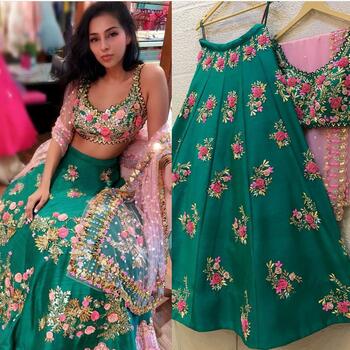 Majesty Rama Color Wedding Wear Tapeta Silk Sequence Embroidered Work Lehenga Choli