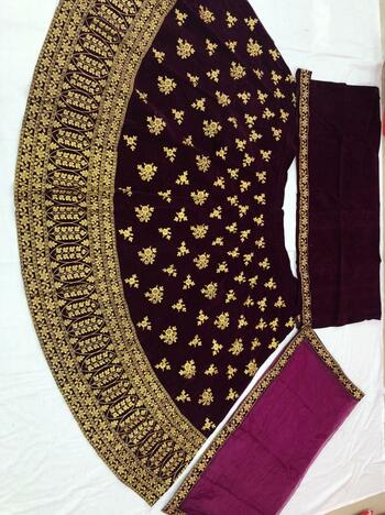 Noble  Wine Color Velvet Designer Embroidered Work Function Wear Lehenga Choli