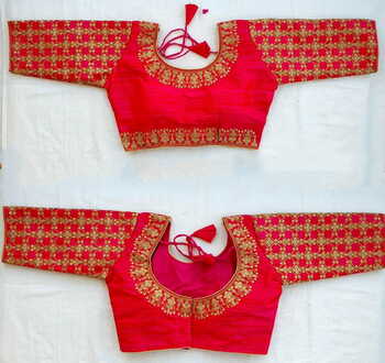 Wedding Wear Rani Fentam Silk Embroidered Work Readymade Blouse