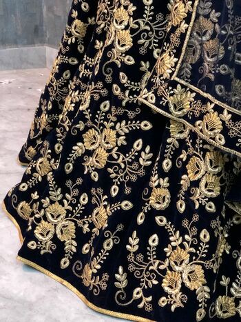 Classic Taffeta Velvet Silk Designer Embroidered Work Lehenga Choli