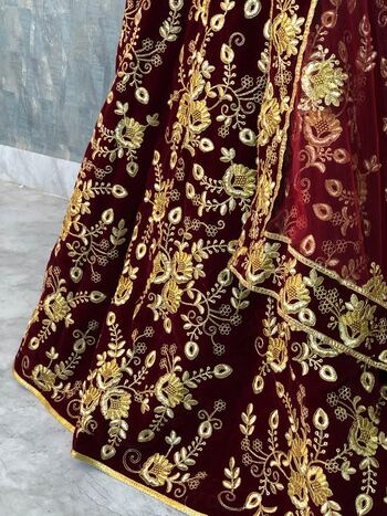 Classic Taffeta Velvet Silk Designer Embroidered Work Lehenga Choli