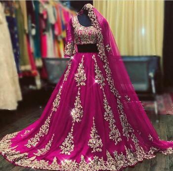 Wedding Wear Rani Color Beautiful Georgette Embroidered Work Lehenga Choli