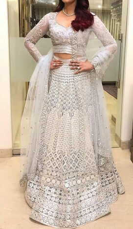 Enchanting White Color Designer Embroidered Work Soft Net Festive Wear Lehenga Choli