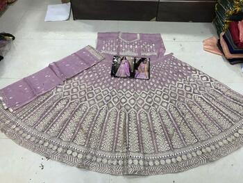 Amazing Light Purple Color Designer Bridal Butterfly Net Fancy Embroidered Stone Work Lehenga Choli For Wedding Wear