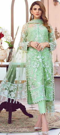 Entrancing Emerald Color Festive Wear Butterfly Net Multi Sequence Embroidered Stitch Moti Work Salwar Suit For Women