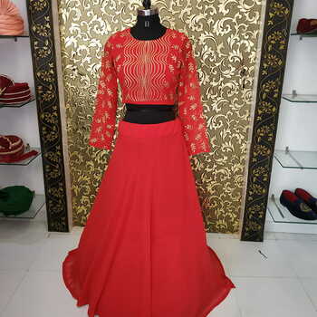 Distinguished Red Banglori Satin Silk Printed Lehenga Choli For Women