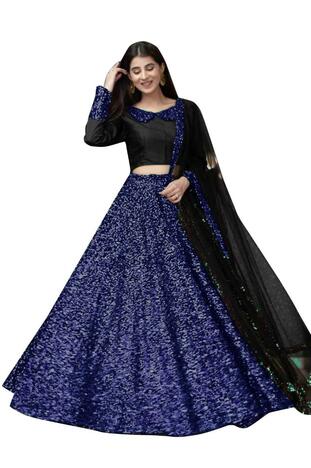 Jazzy Dark Blue Color Function Wear Velvet Sequence Work Lehenga Choli