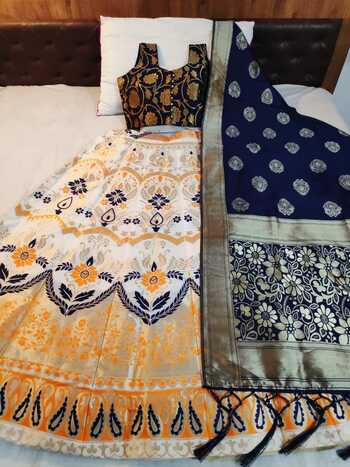 Astounding Blue Colour Banarasi With Brocate Designer Lehenga Choli For Wedding Wear