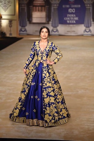Royal Blue Color Taffeta Silk Embroidered Work Wedding Wear Indo Western Suit