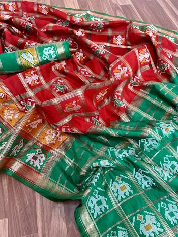 Dark Green Banarasi Patola Rich Zari Pallu Saree Design Online