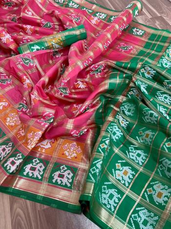 Dark Green Banarasi Patola Zari Rich Pallu Saree Design Online