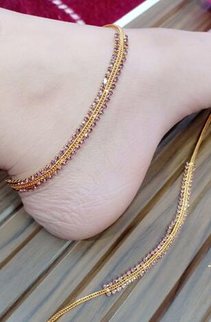 Stylish Purple Diamond Stone Colour Imitation Anklet KLP242