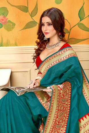 Beautiful Rama Kota Silk Banarasi Wedding Wear Saree Design Online