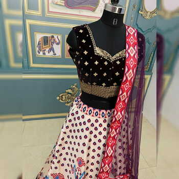 Impressive Wine Color Italin Satin Digital Printed Readymade Velvet Lace Lehenga Choli