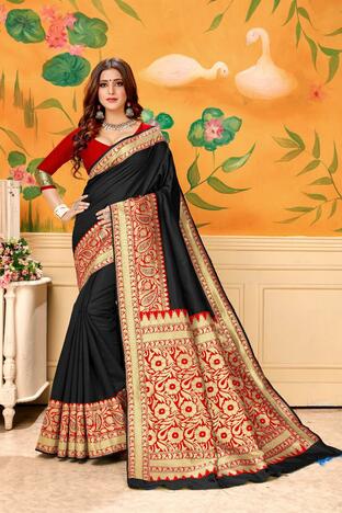 Red Banarasi Kota Silk Wedding Wear Saree For Women