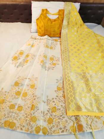 Classy Yellow Colour Banarasi With Brocate Lehenga Choli For Wedding Wear