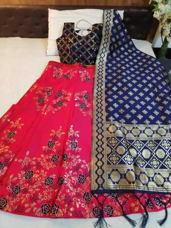 Pink Banarasi Brocate Banarasi Lehenga Choli For Function Wear