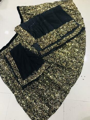 Graceful Golden Color Festive Wear Velvet Sequence Work Fancy Lehenga Choli