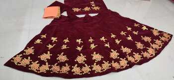 Indian Wear Maroon Color Stylish Velvet Design Embroidered Work Party Wear Lehenga Choli