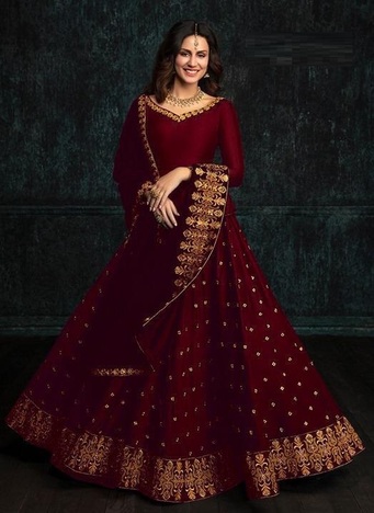 Admiring Red Color Taffeta Silk Sensational Embroidered Work Designer Lehenga Choli For Function Wear