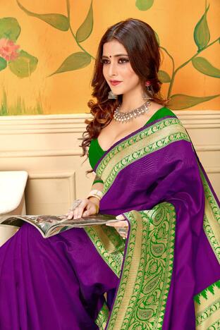 Green Banarasi Kota Silk Wedding Wear Saree For Women