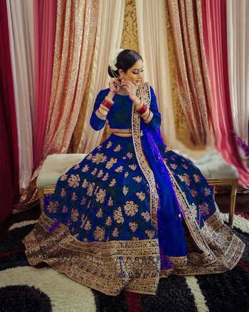 Ravishing Royal Blue Color Occasion Wear Velvet Embroidered Work Fancy Lehenga Choli