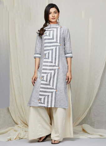 Gorgeous Grey Color Ready Made Crape Digital Printed Kurti