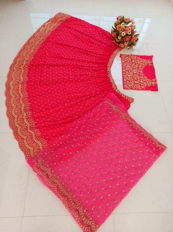 Fabulous Pink Georgette With Embroidered Work Lehenga Choli
