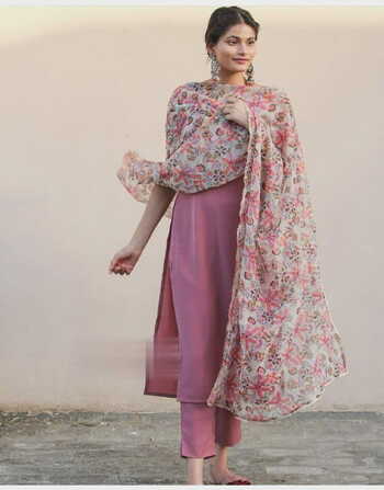 Light Purple Color Ready Made Japan Silk Designer Salwar Suit