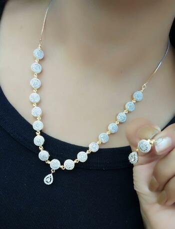 Amazing White American Diamond Imitation Necklace Set KLP363