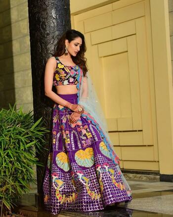 Preferable Purple Color Soft Taffeta Silk Stylish Printed Lehenga Choli For Function Wear