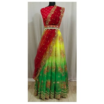 Function Wear Organza Embroidered Printed Stone Work Lehenga Choli