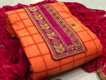 Orange Pink kashmiri Work With Diamond Button Salear Suit For Women