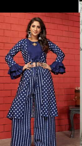 Bewildering Blue Color Cotton Full Stitched Digital Printed Casual Wear Kurti Plazo