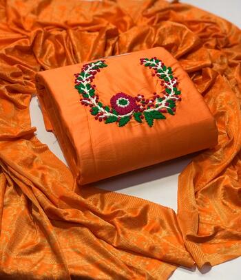 Mustard Colour Designer Cotton With Hand Work Salwar Suit For Wedding Wear