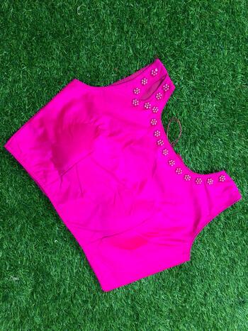 Smashing Rani pink Color Taffeta Silk Pearl Fiting Readymade Blouse For Women