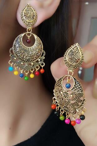 Party Wear Gold Plated Multi Colour Imitation Earings KLP291
