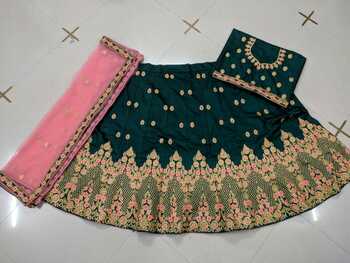 Classic Lovely Rama Colour Velvet Silk With Zari Work Lehenga Choli