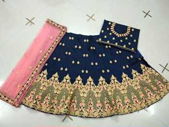 Party Wear Navy Blue Velvet Silk With Zari Diamond Work Lehenga Choli