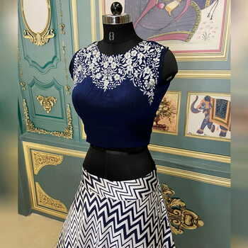Amazeballs Blue Color Wedding Wear Taffeta Silk Digital Printed Lehenga Choli