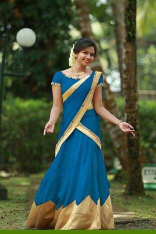 Remarkable Blue Color Golden Lace Taffeta Silk Designer Lehenga Choli For Occasion  Wear
