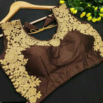Brown Color Unique Phantom Silk Coding Stone Hand Work Blouse For Wedding Wear
