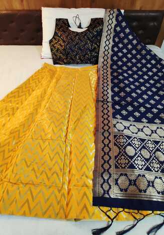 Charming Yellow Banarasi Silk Lehenga Choli For Women Design Online