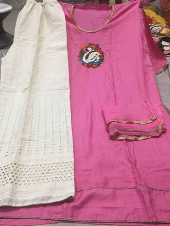 Delightful Pink Color Rayon Kurta With Readymade Boring Plazzo