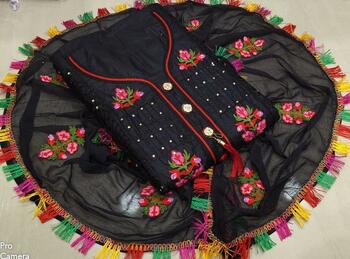 Classy Black Heavy Cotton With Embroidered Work Salwar Suit For Party Wear