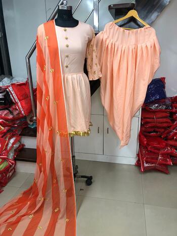 Spectacular Peach Color Beautiful American Silk Embroidered Work Salwar Suit For Function Wear
