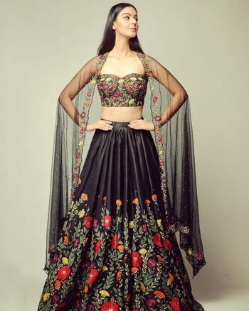 Phenomenal Black Color Taffeta Silk Beautiful Embroidered Wedding Wear Lehenga Choli For Indian Wear