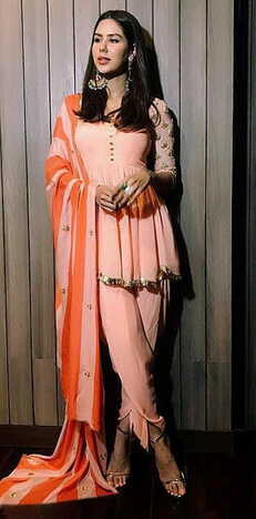 Spectacular Peach Color Beautiful American Silk Embroidered Work Salwar Suit For Function Wear